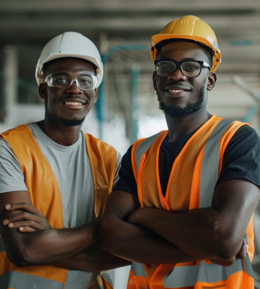 two-men-wearing-orange-vests-with-one-wearing-yellow-vest
